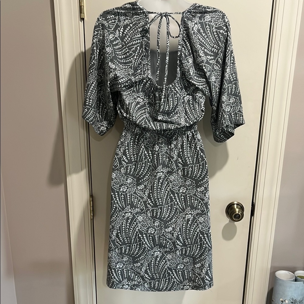 Pact Elegant Gray/green Patterned Dress